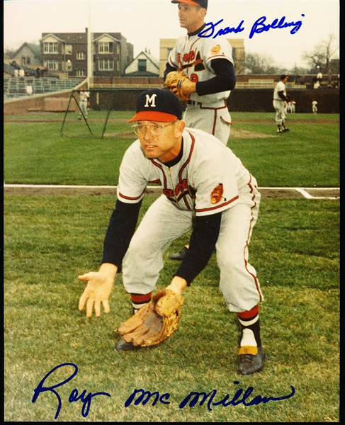 Autographed Frank Bolling and Roy McMillan Milwaukee Braves Color 8” x 10” Bsbl. Photo