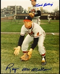Autographed Frank Bolling and Roy McMillan Milwaukee Braves Color 8” x 10” Bsbl. Photo