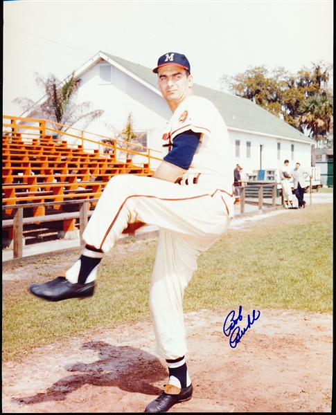 Autographed Bob Buhl Milwaukee Braves Color 8” x 10” Bsbl. Photo
