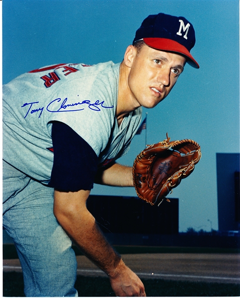Autographed Tony Cloninger Milwaukee Braves Bsbl. Color 8” x 10” Photo