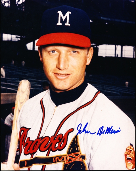 Autographed John DeMerit Milwaukee Braves Bsbl. Color 8” x 10” Photo