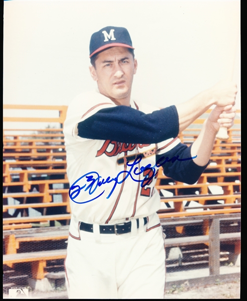 Autographed Johnny Logan Milwaukee Braves Bsbl. Color 8” x 10” Photo