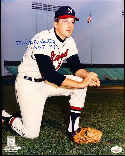 Autographed Phil Niekro Milwaukee Braves Color Bsbl. 8” x 10” Photo- SGC Certified