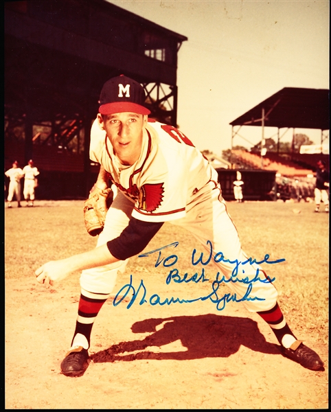 Autographed Warren Spahn Milwaukee Braves Color 8" x 10" Photo