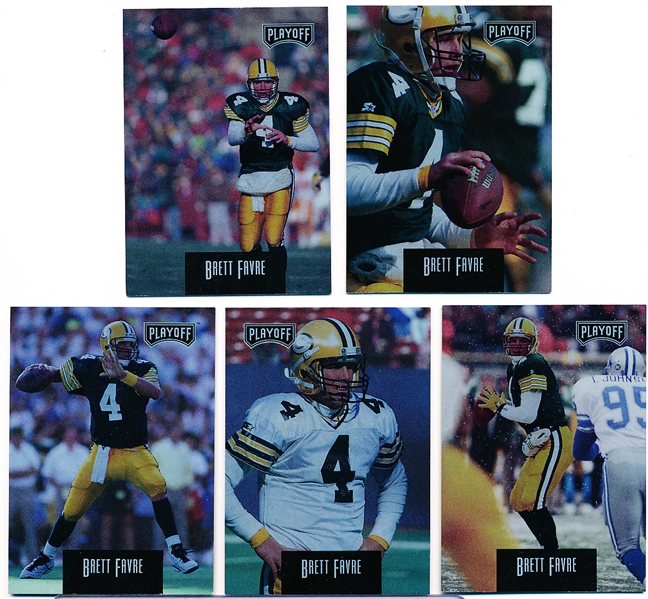 1993 Playoff Ftbl. “Brett Favre”- 1 Complete Set of 5 Cards