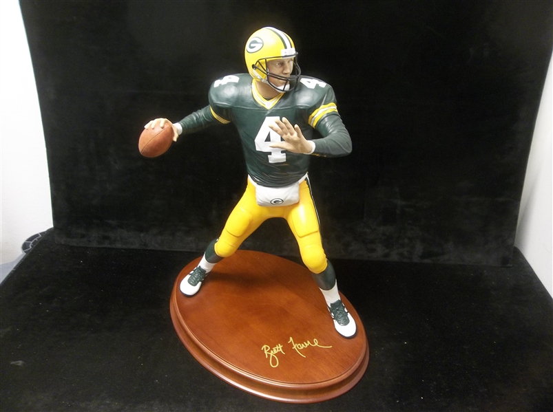 2003 Danbury Mint 15-1/4” Tall Brett Favre (Packers) Figurine on Wooden Base- No Box