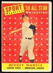 1958 Topps Baseball- #487 Mickey Mantle All Star