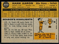 1960 Topps Bb- #300 Hank Aaron, Braves