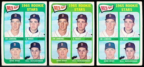 1965 Topps Bb- #573 Red Sox Rookie Stars- Lonborg!- 3 Cards