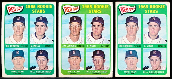 1965 Topps Bb- #573 Red Sox Rookie Stars- Lonborg!- 3 Cards