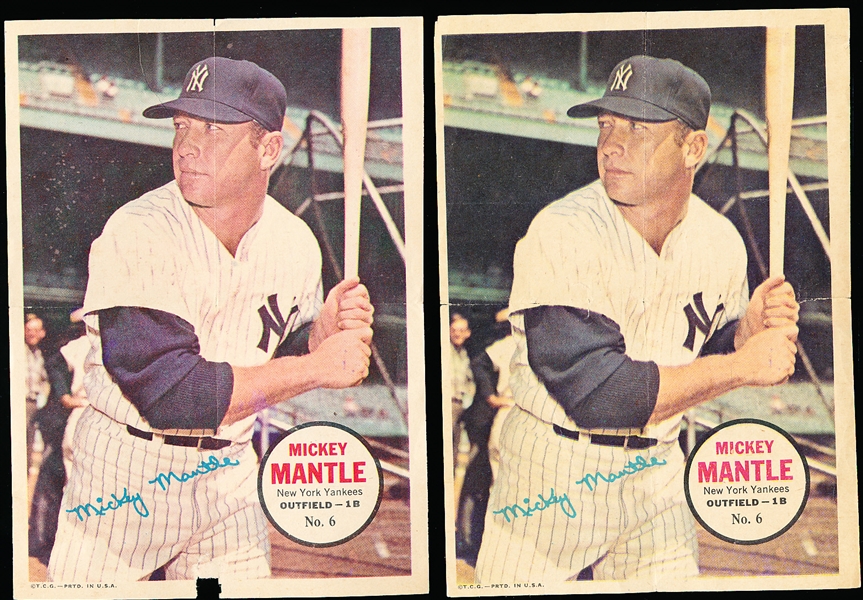 1967 Topps Bb Posters- #6 Mickey Mantle- 2 Posters
