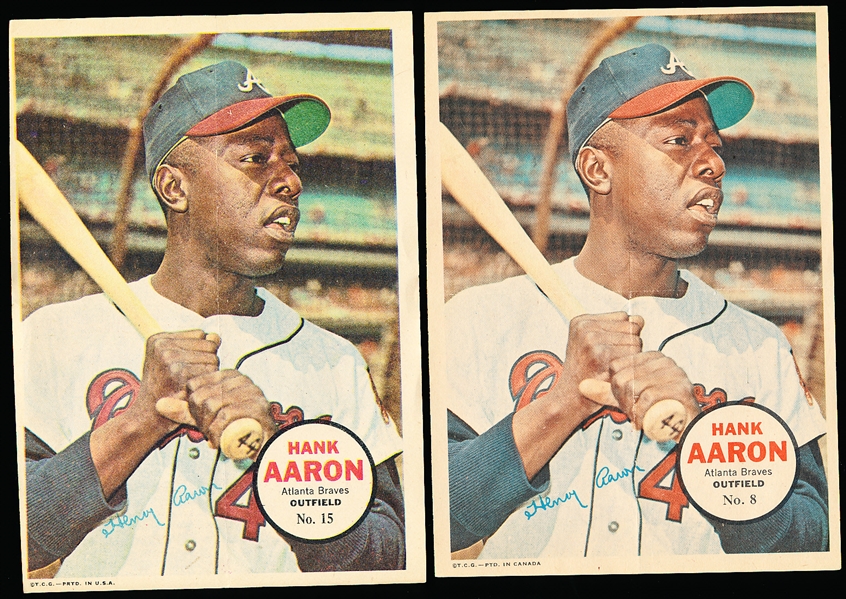 1967 Topps Bb Posters- #8 Hank Aaron, Braves- 2 Posters