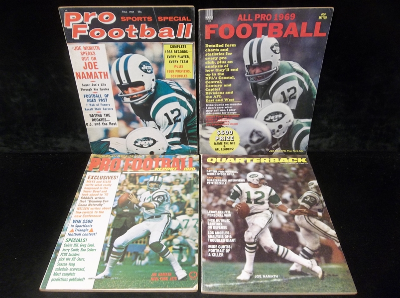 Football Magazines- 4 Diff with Joe Namath Covers