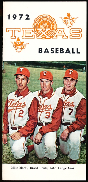 1972 University of Texas College Bsbl. Media Guide