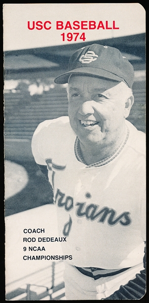 1974 USC College Bsbl. Media Guide- Rod Dedeaux Cover