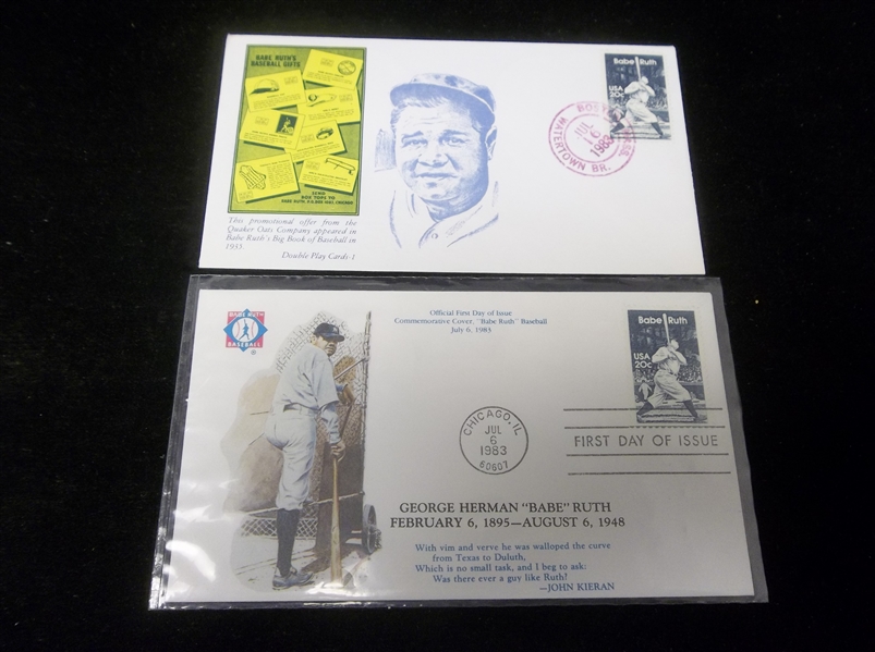 July 6, 1983 Babe Ruth 20 Cent Stamp FDC’s- 2 Diff.