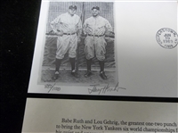 June 10, 1989 Babe Ruth/ Lou Gehrig Ltd. Ed. FDC Signed by Artist Jerry Hersh- #880/1,000 Made! 
