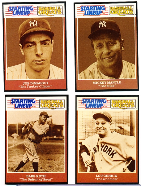 1989 Kenner SLU “Baseball Greats” Cards- 4 Diff. N.Y. Yankees
