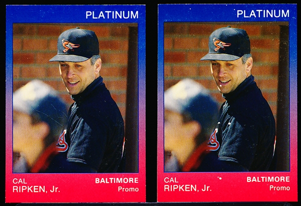 1991 Star Co. Cal Ripken Jr. (Orioles) Platinum Promo Cards- 2 Cards- Stated Only 200 Made! 