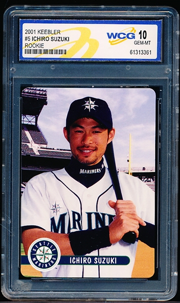 2001 Keebler Ichiro Suzuki Mariners RC Card #5 of 28- WCG Graded GEM-MT 10- WCG is World Class Grading.