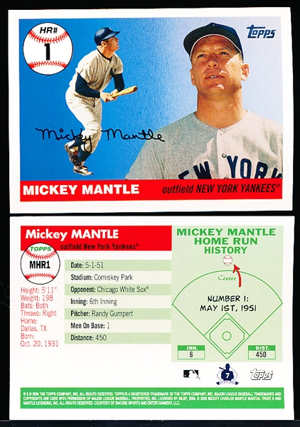 2006 Topps Bb- “Mickey Mantle Home Run History”- #MHR1 Mickey Mantle, Yankees- 25 Cards