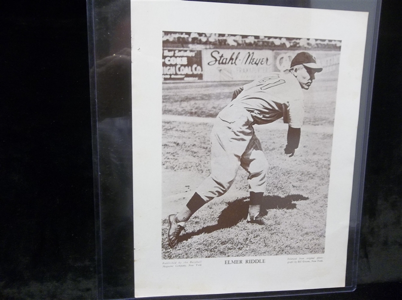 1910-’57 Baseball Magazine Co. Premium Poster (M113)- Elmer Riddle, Reds
