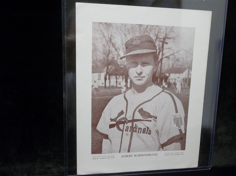 1910-’57 Baseball Magazine Co. Premium Poster (M113)- Albert Schoendienst, Cardinals