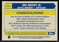 2017 Topps National Sports Collector’s Convention VIP Card- #87-VIP-3 Ken Griffey Jr., Mariners