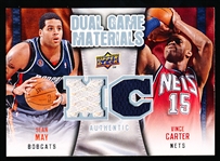 2009-10 Upper Deck Bskt.- “Dual Game Materials”- #DG-CM Sean May (Bobcats)/ Vince Carter (Nets)