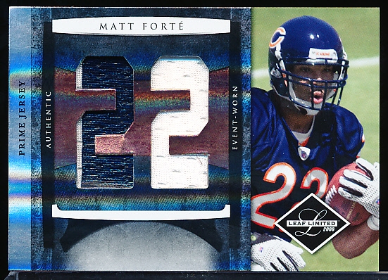 2008 Leaf Limited Ftbl.- “Prime Jersey Numbers”- #34 Matt Forte, Bears- #07/10