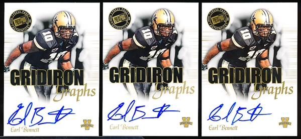 2008 Press Pass SE Ftbl.- “Gridiron Graphs”- #GG-EB Earl Bennett, Vanderbilt- 3 Cards