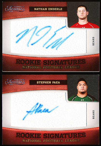 2011 Panini Timeless Treasures Ftbl.- 2 Diff. Bears “Rookie Signatures”- #190 Nathan Enderle & #211 Stephen Paea