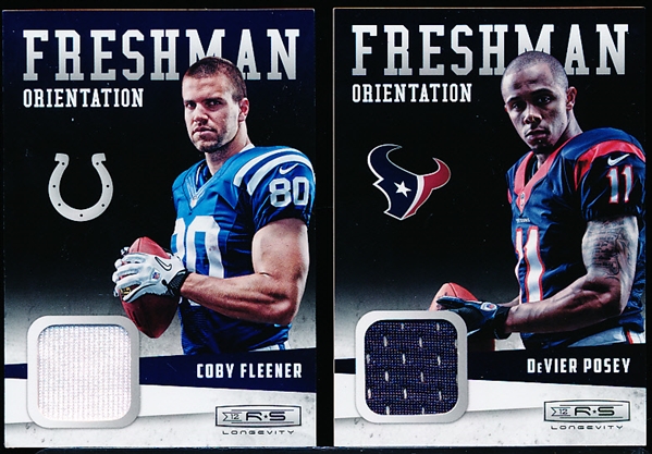 2012 Panini Rookies & Stars Longevity Ftbl.- “Freshman Orientation Jerseys”- 2 Diff.