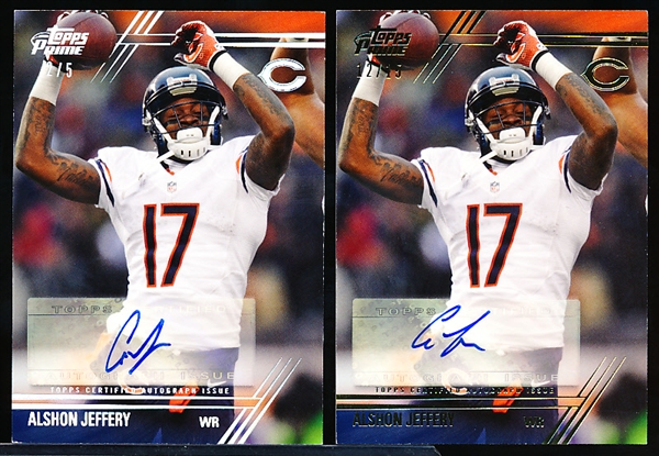 2014 Topps Prime Ftbl.- “Autographed Veteran Variations”- #10 Alshon Jeffery, Bears- 2 Diff. Low Serial Numbered Inserts!