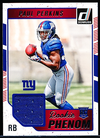 2016 Donruss Ftbl.- “Rookie Phenom Jersey”- #29 Paul Perkins, Giants