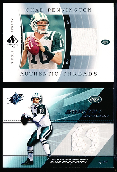 Chad Pennington- 2 Diff. N.Y. Jets Jersey Insert Cards