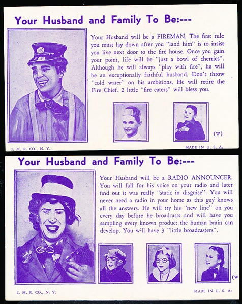 1970’s Reprinted 1925-40 Exhibit Fortunes (W432) “Your Husband and Family to be:”- All Postcard Backed- 16 Diff.