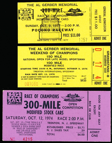 1967-77 Modified Stock Cars Championship and Race Ticket Stubs- 7 Diff.