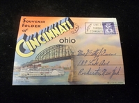J. Louis Motz News Co. Postcard Fold-Out Picture Pack “D-3711 Douvenir Folder of Cincinnati, Ohio” Linen Jacket