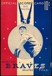 1943 Brooklyn Dodgers @ Boston Braves MLB Program