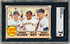 1968 Topps Baseball- #490 SuperStars (Killebrew/ Mays/ Mantle)- SGC 7 (NM)