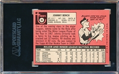 1969 Topps Baseball- #95 Johnny Bench, Reds- SGC 8 (Nm-Mt 8)