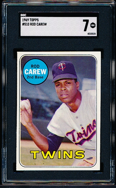 1969 Topps Baseball- #510 Rod Carew, Twins- SGC 7 (NM)