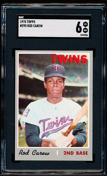 1970 Topps Baseball- #290 Rod Carew, Twins- SGC 6 (Ex-NM)