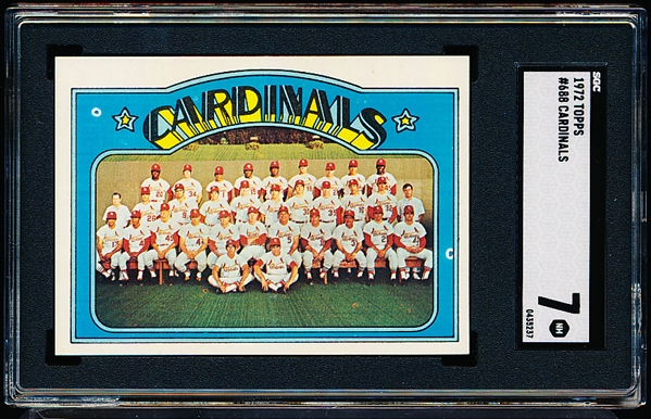 1972 Topps Baseball- #688 Cardinals Team- SGC 7 (NM )- Hi# 
