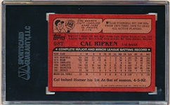1982 Topps Baseball Traded- #98T Cal Ripken – SGC 8.5(Nm-Mt)