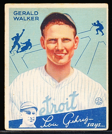 1934 Goudey Baseball- #26 Gerald Walker, Detroit Tigers