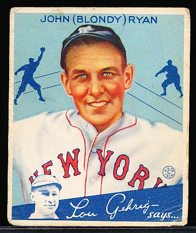 1934 Goudey Baseball- #32 John Ryan, NY Giants