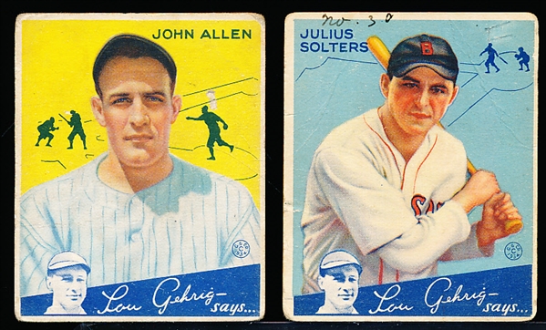 1934 Goudey Baseball- 2 cards