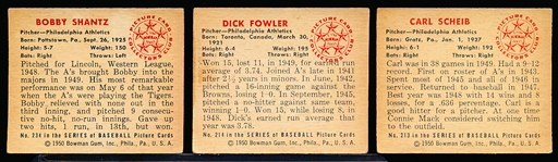 1950 Bowman Bb- 3 Diff Phila A’s